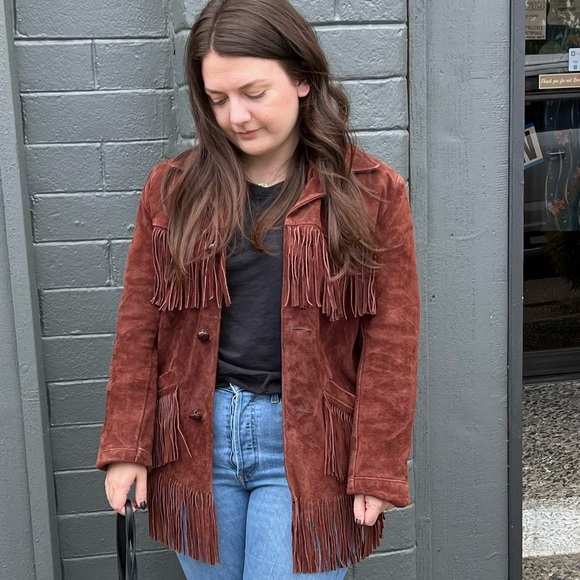 Vintage Genuine Leather Suede Fringe Jacket - Picture 9 of 9